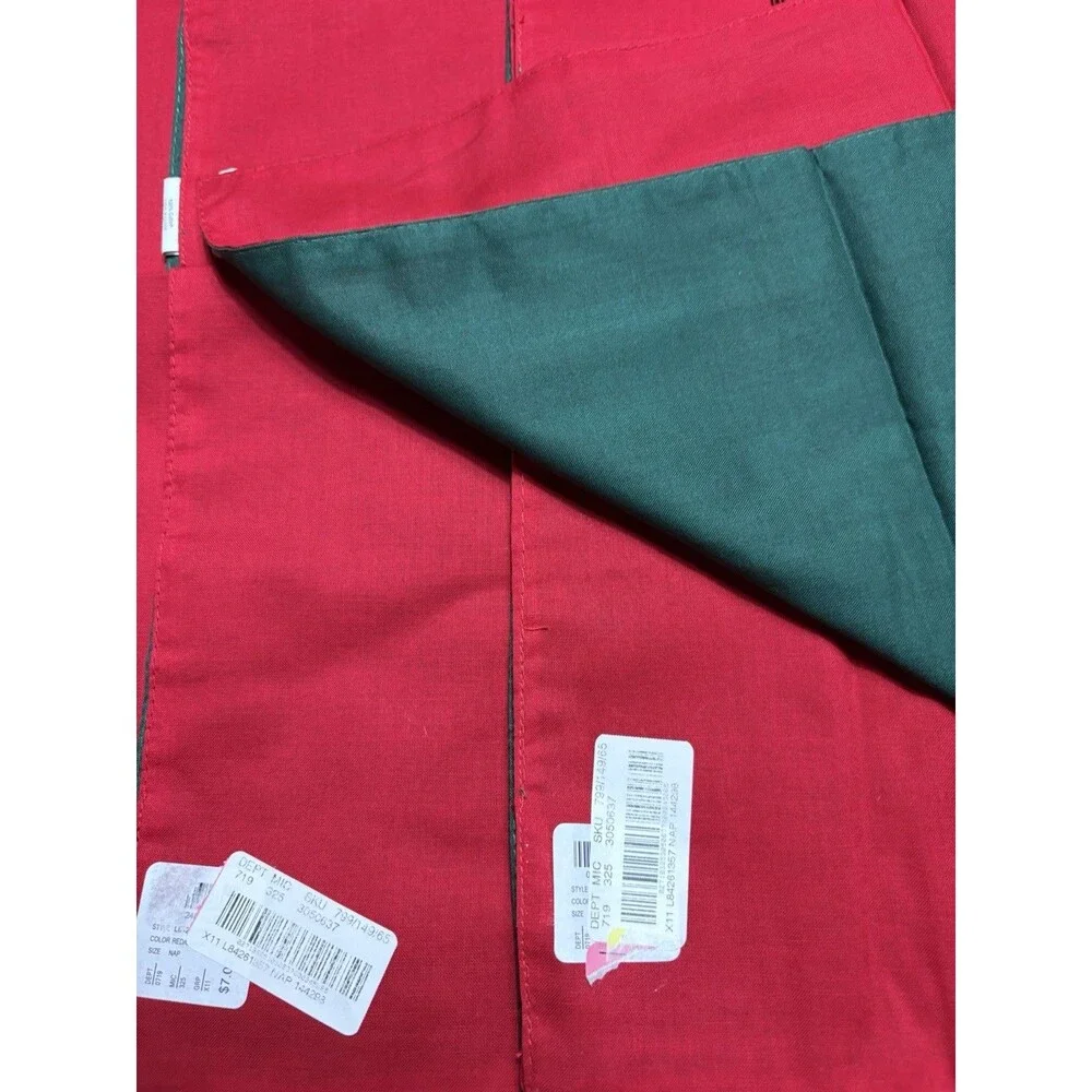 Set of 8 Reversible Red Green Cotton Cloth Dinner Napkins Christmas New